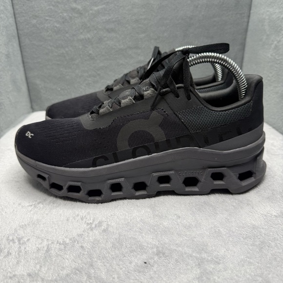 On Course Shoes - On Cloudmonster Women's 8.5 Black Gray CloudTec Running Shoes Sneakers